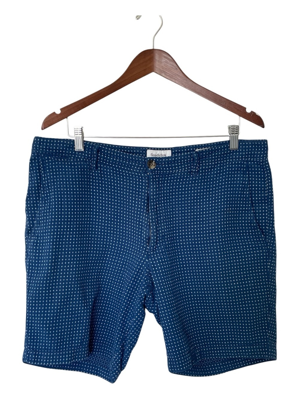 Goodfellow & Co Linden Navy Blue Microdot Flat Front Men's Shorts - Size 36